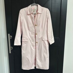 Banana Republic Light Pink 100% Cotton Trench Coat Floral Lining Size S Spring